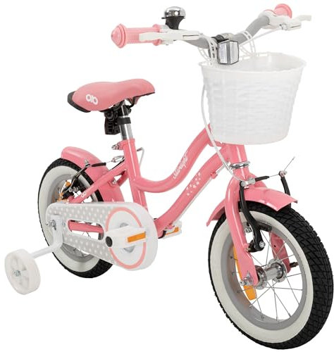 Actionbikes Kinderfahrrad Starlight | 12 Zoll - V-Brake Bremsen - Kinder Fahrrad für Mädchen - Von 2-5 Jahren - Kettenschutz - Stützräder - Luftbereifung - Kinderrad - Rosa (Starlight 12 Zoll)