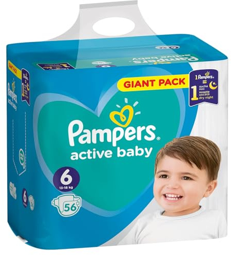 Pampers Active Baby Größe 6, Windeln, bis zu 12 Stunden Leckschutz, 13kg-18kg
