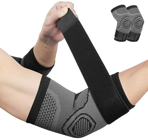 ACWOO armbågsstöd, 1 par unisex armbågsbandage med resårband, justerbart elastisk armbågsstöd kompressionsstöd för tyngdlyftning, tennis, golfare, bodybuilding, sport, tendinit, ledsmärta, återhämtning av skador (XL)
