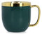 HOMLA Sinnes Tasse mit Goldener Verzierung - Becher Teetasse Kaffeebecher 0,28 l Porzellan Vergoldet Handbemalt Smaragd & Gold