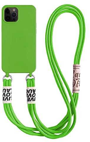 Emlivi Handykette Hülle für iPhone 11 Pro Max Necklace Handyhülle Nylon Schultergurt Liquid Silikon Cover mit Kordel zum Umhängen Schutzhülle mit Stylische Band Case für iPhone 11 Pro Max, Hellgrün