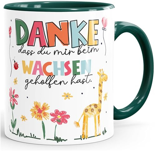 SpecialMe® Taza de café Gracias por ayudarme a crecer mi pequeño regalo adiós educador blanco interior-verde estándar