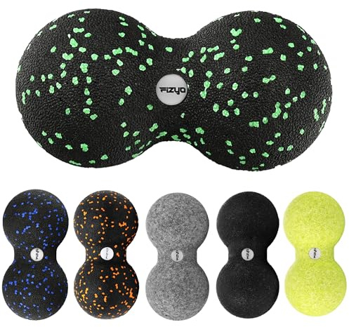 FIZYO Palla da Massaggio Doppia in EPP 16x8 cm – Massaggiatore Muscolare per Schiena, Collo, Piedi e Trigger Point, per Fisioterapia, Yoga, CrossFit, Pilates, Recupero e Riabilitazione (Nera, Verde)