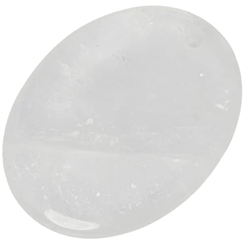 KYEYGWO Oval Kristall Sorgen Stein für Handschmeichler Dekompression, Reiki Heilung Daumenstein Pocket Palmenstein Bohren Worry Stone Massagesteine Ohne Kette Oder Schnur, Bergkristall
