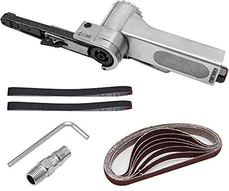 VIKKSAER Kleiner Mini Luftbetriebener Power Bandschleifer, Schleifschleiffeile Schmale Breite 3/8 für Punktschweißteile Schleifen, Gratentfernung, Anfasen und Beschichtungsfilmentfernung