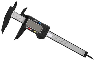 Calibrador Digital, Pantalla LCD PA66 Calibrador a Vernier Pantalla LCD de Alta Resolución con Bloqueo Automático para Medición de Joyas (Negro)