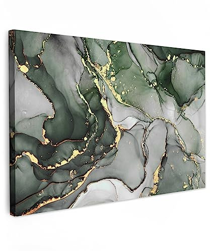 MuchoWow© Impression sur Toile Peinture 120x80 cm Tableau Mural Decoration Salon Reproductions de Tableaux Murale Moderne Marbre - Vert