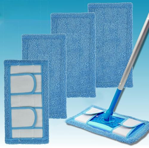 Norhogo 4 Pack Washable/Reusable Microfiber Mop Pads, for Wet & Dry Floor, Replacement Mop Cloth Adapts to Swiffer Sweeper flat mop head accessories