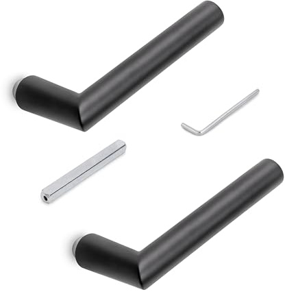 Emuca - Maniglie per serrature di porte da interno in vetro, Modello L-R, alluminio, verniciato nero