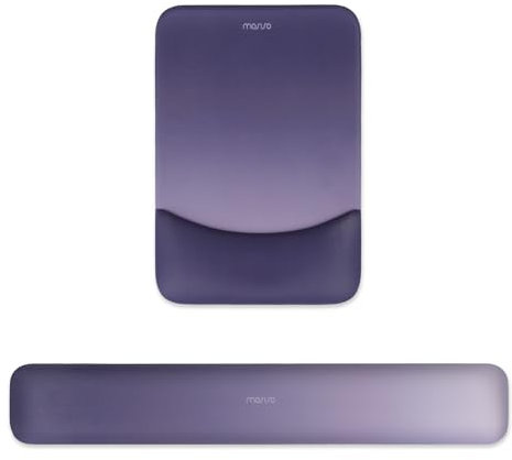 MOSISO Repose-Poignet Support Set pour Tapis de Souris&Clavier,Ergonomique Mouse Pad de Bureau Antidérapant Soulagement Douleur Tapis de Souris Surélevé Courbé Mousse à Mémoire,Violet Foncé Dégradé