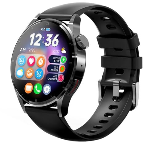 QESTO Kmccd Inteligente Hombre Mujer, 1.34 pulgadas HD Llamada Bluetooth Smartwatch con Monitoreo de Sueño Pulsómetro, 70 Modos Deporte Impermeable IP67 Smartwatch Mujer para Android iOS, Rosa