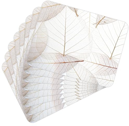 MG Design Set aus 8 Kork-Platzsets – Leaves 1 – 30 x 40 cm – hitzebeständig & abwischbar, mit Korkrückseite