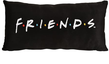 Elbenwald Coussin Friends avec Logo - 47 X 10 X 24 Cm - Logo Brodé - pour Hommes Femmes Unisexe - Idée Cadeau - Coussin Décoratif - Polyester Noir