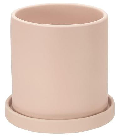 PATIKIL Maceta De Cerámica De 5 Pulgadas, Maceteros Modernos con Agujeros De Drenaje Y Bandeja para Decorar Plantas De Interior Suculentas Hierbas, Rosa Claro