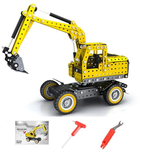 Artisanal Habitat 3D Metall Emulational Bausatz, DIY Edelstahl Bagger Engineering Fahrzeug, 502 Teile, Handmontiert inklusive Werkzeug und Anleitung, Geschenk für Erwachsene