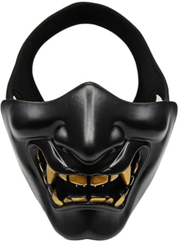 HOPBLOCK Masque d'Halloween, masque punk cosplay pour adulte, masque japonais, demi-masque de costume pour Halloween, cosplay, accessoires punk