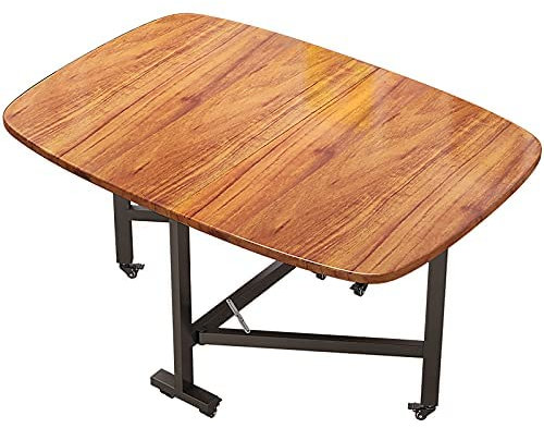 WADRBSW Klapptisch Klappbarer Esstisch, rechteckiger Esstisch aus Holz, ausziehbarer Küchentisch, platzsparender Verstellbarer Klapptisch mit beweglichen Rädern to Pursue Happiness