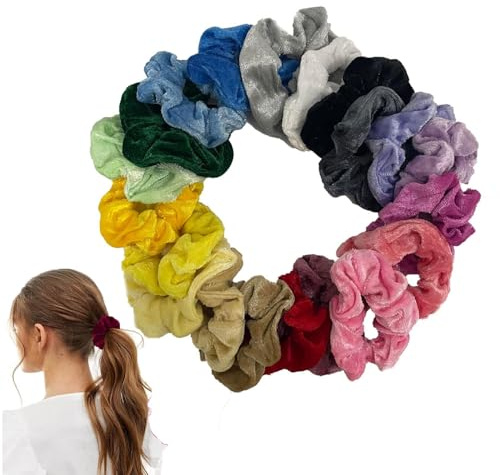 -Szetosy - Confezione da 20 elastici per capelli in velluto di alta qualità, colorati, morbidi, elastici per capelli, per donne e ragazze, accessori per capelli