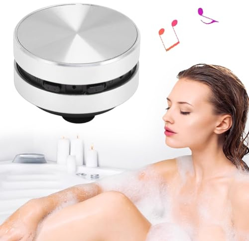 Diyeeni Haut-Parleur à Conduction Osseuse, Haut-Parleur Portable sans Fil avec Radio FM, Mini Haut-Parleur Stéréo avec Ventouse, Micro intégré, pour Salle de Bain, Plage (Silver)