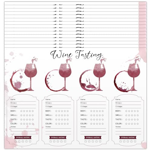 Gandeer 48 Pcs Wine Tasting Placemats Set Wine Score Rating Sheet Disposable Paper Placemat for Christmas Thanksgiving Birthday Wedding Party Decoration Event Supplies