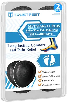 Trustfeet Metatarsal Pads for Men, 2 Pairs Ball of Foot Cushions All Day Pain Relief for Metatarsalgia, Morton's Neuroma, 1/3 Inch Thick Foot Pads-L