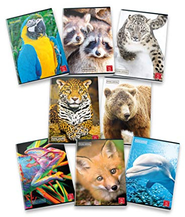 Pigna, Confezione 10 Quaderno A5 Animal,15x21 cm, pagine 80 + risguardo, carta 80 g/m², interno 0A,righe I II elementare