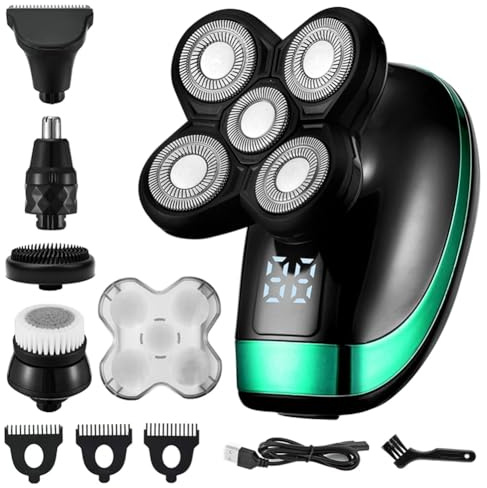 Knoruley 5-in-1 Wiederaufladbarer Elektrorasierer, Rasieren, Schneiden Von Nasenhaaren, Ohrhaarschneider, Gesichtsreinigungsbürste für Männer