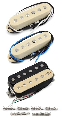 FLEOR Alnico 5 versetzte Pole Single Coil Tonabnehmer und Humbucker Pickup SSH Set, Zebra