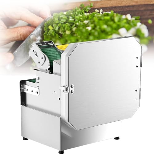 YANGYMM Cortadora EléCtrica de Cebolletas de 200 W, Cortadora de Verduras Profesional, Grosor de Corte Ajustable de 1,3 A 35 Mm, 150 Kg/Hora, para Ajo, Jengibre, Chile y Patatas