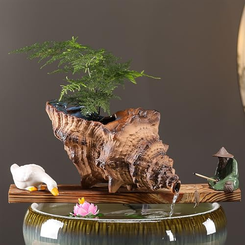 ZYZSY Wasserspeier Gargoyle für Miniteich, Gartenbrunnen Im Freien Wasserspeier Für Teich, DIY Keramiktopf Dekoration, für Gärten, Terrassen, Teich(Brown,19cm*12cm*10cm/7 * 5 * 4in)