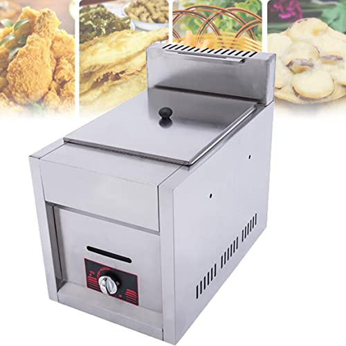 Kommerzielle Fritteuse, Professionelles LPG-Gas aus Edelstahl, mit Korb und Deckel, 10L / 20L große Kapazität, Edelstahl 304 in Lebensmittelqualität, für Restaurant Home Kitchen, Einzylinder