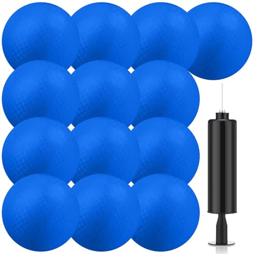 Yunsailing 12 Pack Dodgeballs Bulk Operation Christmas 6 Inch Playground Balls, Rubber Bouncy Inflatable Kickball with Pump for Sports Outdoor Handball Games Christian Donation Gifts(Blue)