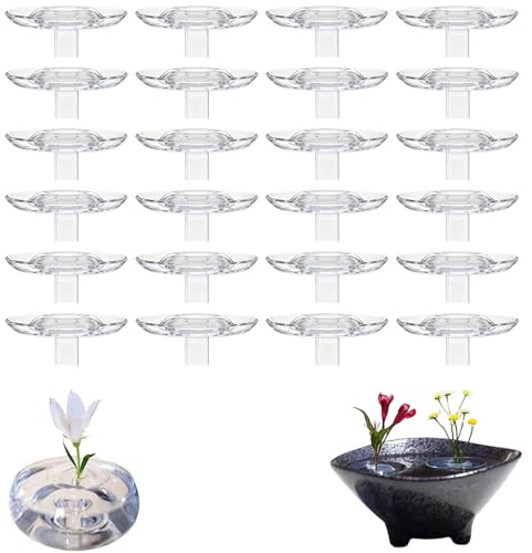 20 Stück 2025 Creative Floating Floral Arrangement Holder, Schwimmender Blumenhalter, Transparent Acryl Blumenschale Stielhalter, Blume Frosch Halterung für Vasen, Blumensträuße, DIY (S)