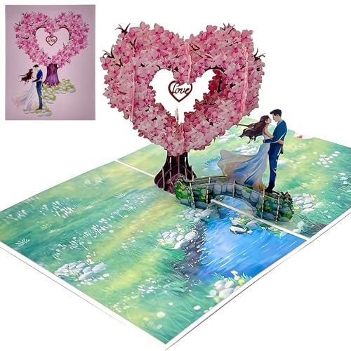ZUMIKO 3D Pop Up Karte Herzbaum Valentinstag Hochzeitskarte mit Umschlag | Romantische Glückwunschkarte Geburtstagskarte, Hochzeitsgeschenk Verlobungsgeschenk Liebeskarte zum Jahrestag Geschenkkarte