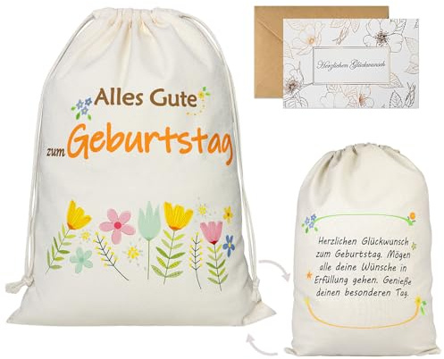 Seutgjie Geschenkverpackung Geburtstag Geschenktüten mit Grußkarte Geburtstagsgeschenk für Junge Mädchen Frau Mann