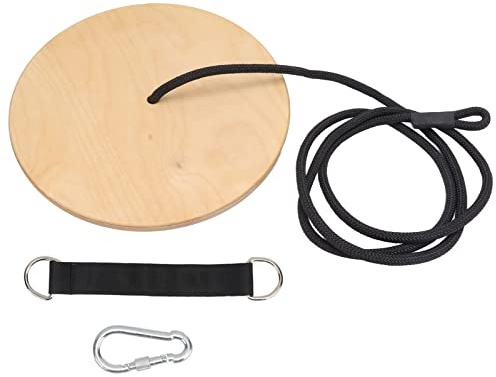 Mtlavishness Columpio de Cuerda de Disco Plataforma Redonda de Madera Ajustable Cuerda de Escalada Columpio de árbol para niños Seguro, Duradero y fácil de Instalar Equipo de