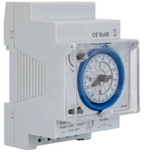 gloca Timer Orario Meccanico 24 Ore - Interruttore Orario Temporizzatore Giornaliero su Guida DIN, 16A, 85-250V AC, 50/60Hz, Programmatore Analogico per Luci e Impianti Elettrici
