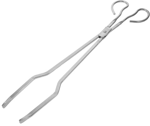 MALUGOGO Pinzas para Chimenea de Acero Inoxidable Uso Resistente y Agarre Cómodo, Accesorios para Fogatas y Camping en Color Plata, Ideales para Parrillas y Fogatas