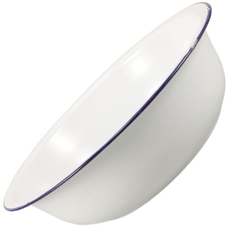 VILLCASE Catino Design Retrò e Versatile da 32 Cm in Smalto Bianco Vintage Bacinella i Piedi Multifunzionale per Pediluvio e Decorazione Domestica