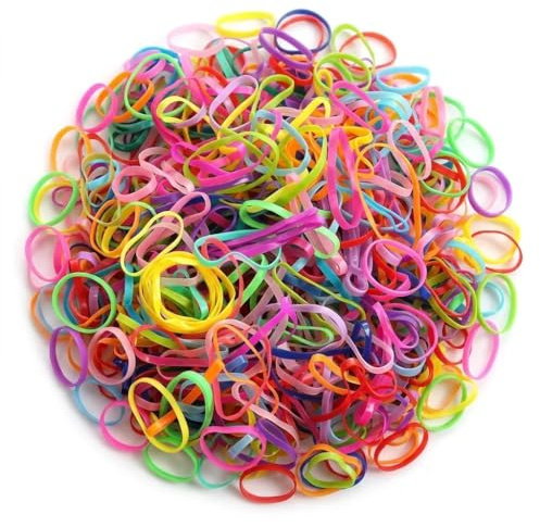 1000pcs Small Hair Elastic Bands with Storage Box | Multi‑Coloured Mini Hair Elastics Bands for Hair or Craft | Rubber Bands for Braids & Hairstyling | Multi Purpose Mini Elastic Bands (Mix Colour)