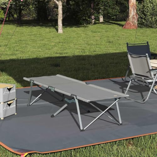 Ordellia Fällbar sovsäng för camping grå, fältsäng, campingsäng, gästsäng, hopfällbar säng, resesäng, vilstol, tältsäng, fiskesäng, Oxford stål, 194 x 62,5 x 42,5 cm för utomhus, vandring