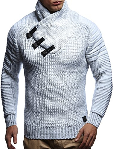 Leif Nelson Herren Strickpullover mit stylischem Kragen – Modischer Winterpullover für Herbst und Winter
