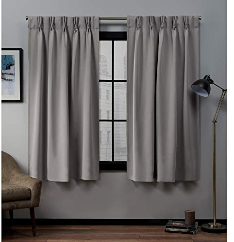 Exclusive Home Satin-Köper-Vorhang, gewebt, verdunkelnd, Pinchfalten/versteckte Schlaufen, 160 cm Länge, Veridian-Grau