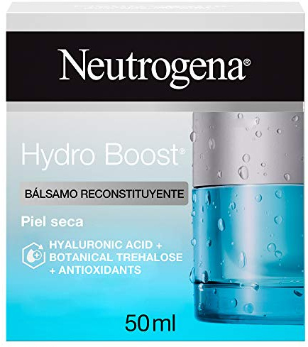 Neutrogena Hydro Boost Bálsamo Reconstituyente (50 ml), bálsamo facial para piel seca con ácido hialurónico y antioxidantes, 48 h de hidratación, no comedogénico