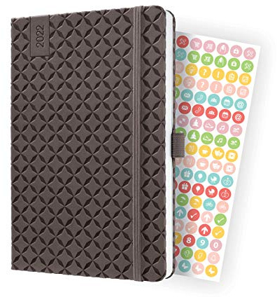 SIGEL J2123 Wochenkalender Jolie 2022 - ca. A5 - braun - Hardcover - 174 Seiten - mit fröhlichem Kalendarium, vielen Infos und praktischen Stickern - FSC-zertifiziert - Terminplaner