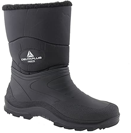 DELTA PLUS Freeze Half Wellington Boots - Thick Polyester Fur - Slip Resistant - Color: Black - Size: 8