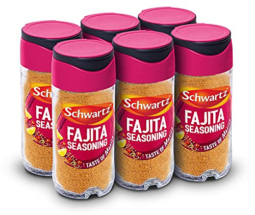 Schwartz Fajita Seasoning 46 G | Jar | Pack of 6 | Taste of Mexico | With Lemon Zest, Chilli, and Paprika | Quick and Easy Flavourful Meal | Perfect for Fajitas, Cheese, Beans & Potatoes