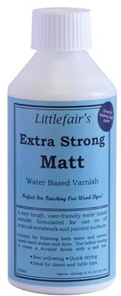 Littlefair's Extra Strong Indoor Wood Varnish - Water-Based Door Varnish (250ml, Matt)