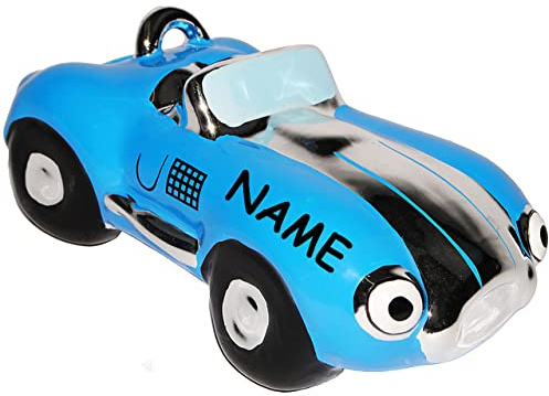 alles-meine.de GmbH Spardose - Rennwagen/Auto/Oldtimer - Bunte Farben - inkl. Name - stabile Sparbüchse aus Porzellan/Keramik - mit Schloß - Fahrzeug Sparschwein lustig Füh..