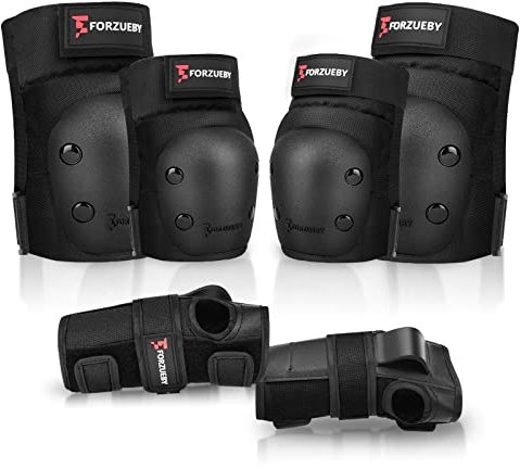 Forzueby Knieschoner, Ellbogenschützer und Handgelenkschützer für Erwachsene&Kinder Protektoren Set, 6 in 1 Schutzausrüstung zum Inliner Skaten, Skateboarden, Scooter Fahren, BMX usw.